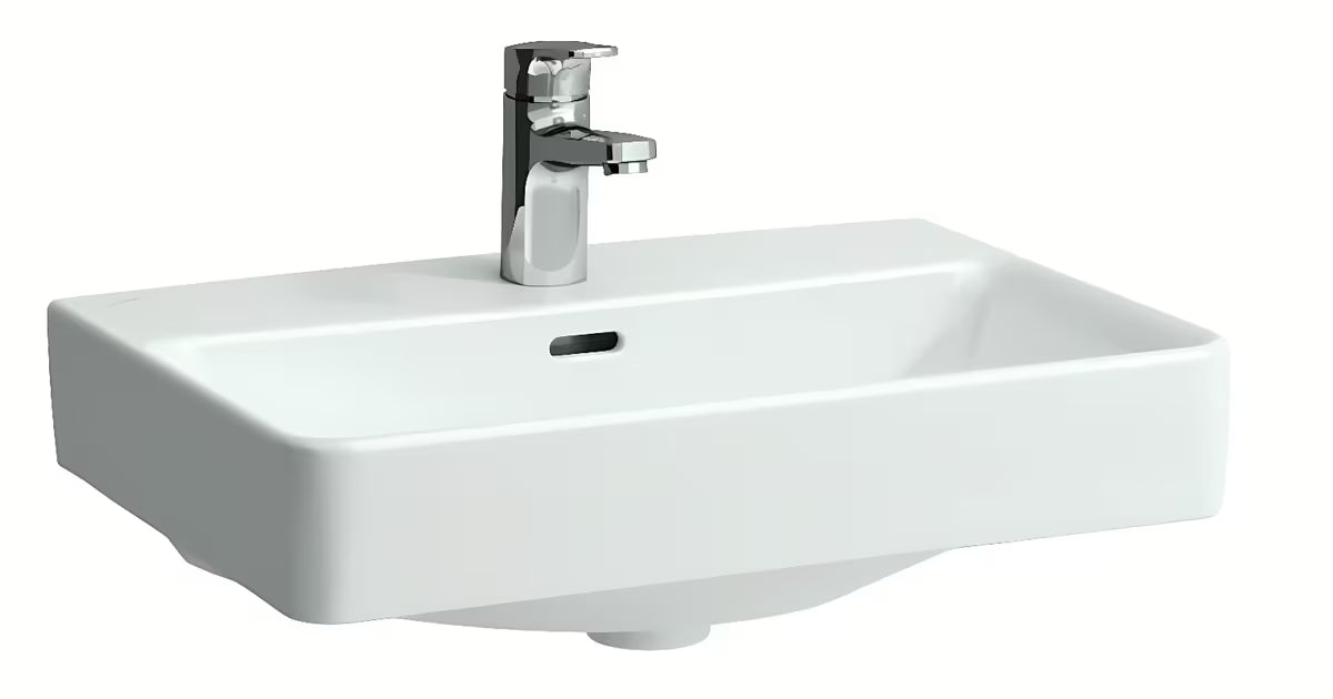 Biała wiszące umywalka ceramiczna Laufen Pro S 55x38 cm z przelewem i otworem pro baterię pośrodku