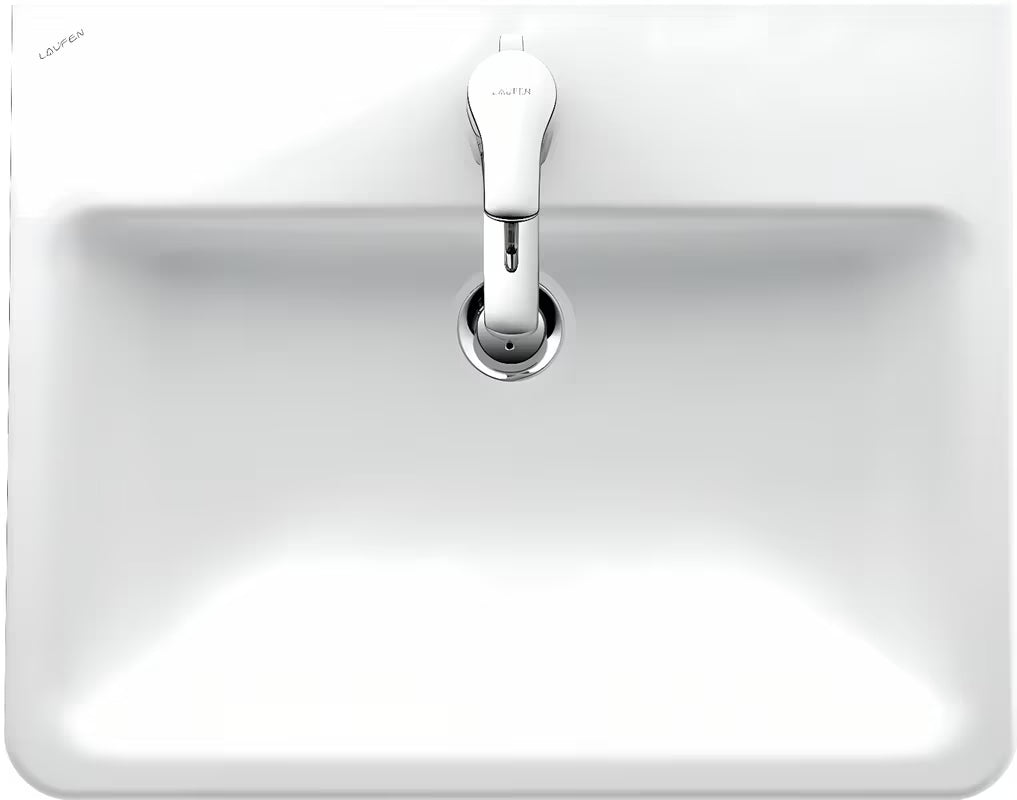 Wpuszczane ceramiczna umywalka Laufen Pro S 56x44 cm w kolorze białym, z otworem pro na baterię pośrodku