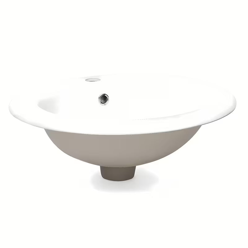 Biała ceramiczna umywalka wpuszczana w blat Multi Eur z otworem na pro baterię pośrodku, 51x45,5 cm.