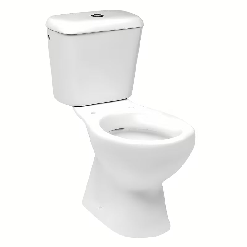 Biały KOMPAKT wc Multi Eur z odpływem dolnym do podłogi i spłuczką z zaworami w komplecie