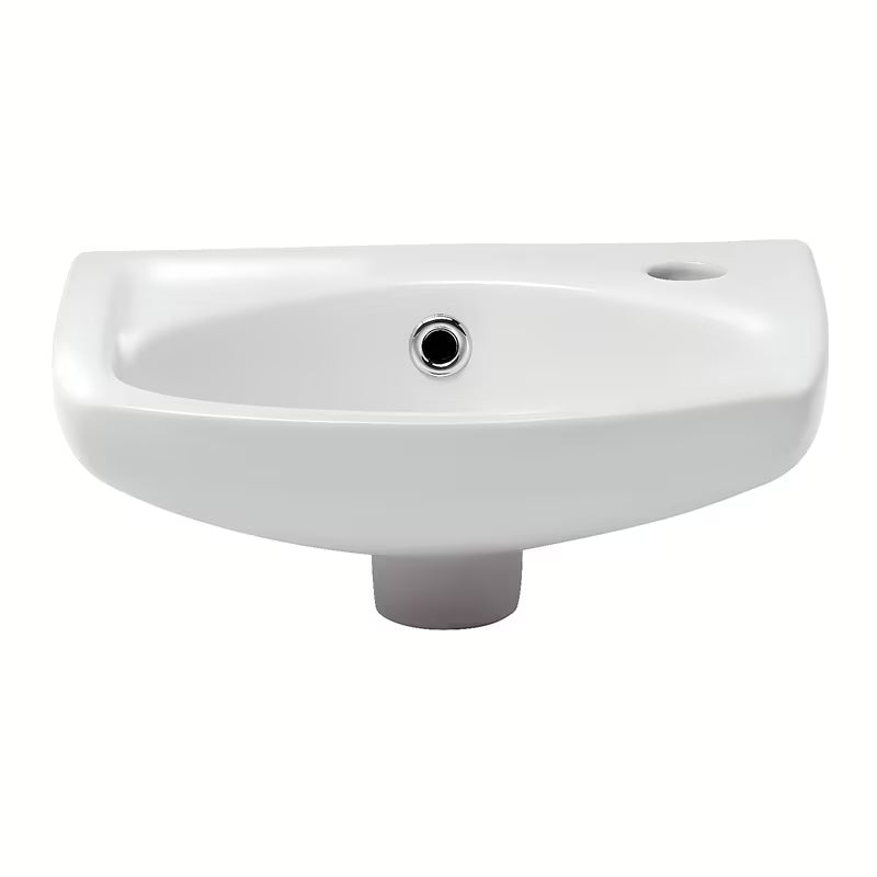 Biała ceramiczna mała umywalka Multi 35x28 cm z otworem na pro baterię po prawej stronie