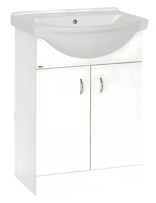 Biała szafka z umywalką Multi Pro 61x50x85 cm z lakierowanymi bokami i frontami