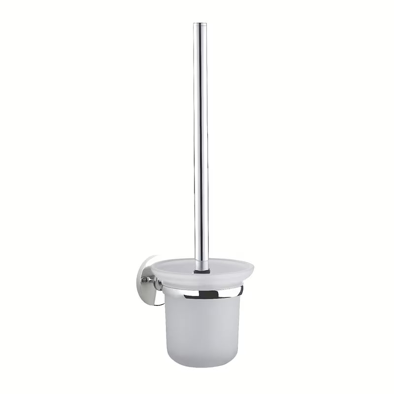 Elegancki SZCZOTKA do Wc Multi Simple w wykończeniu chromowanym z pojemnikiem z matowego szkła