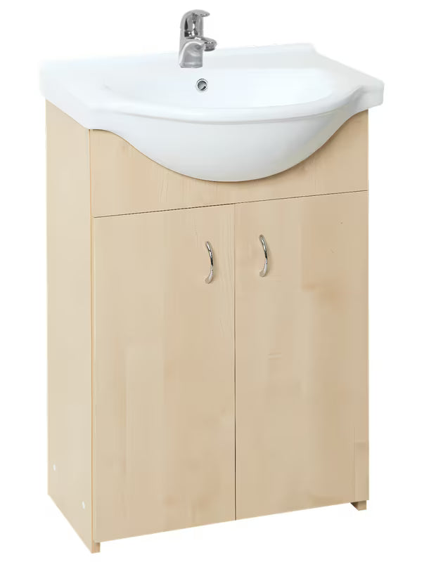 Szafka z umywalką Multi Simple 55 cm w dekorze brzozy do mniejszej łazienki.