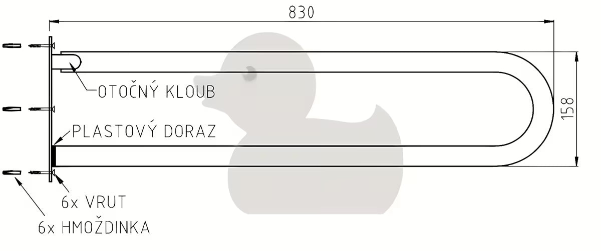 Białe składane pomocnicze uchwyt do łazienki mocowane do ściany