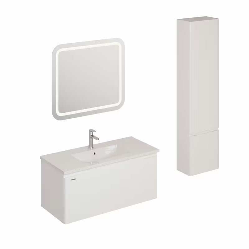 Zestaw mebli Łazienkowych Naturel Ancona w białym połysku z szafką wiszącą i umywalką ceramiczną