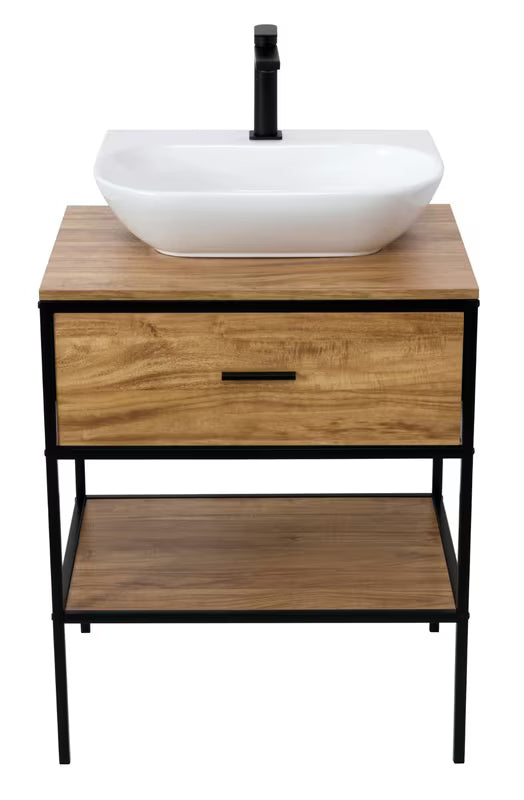 Szafka pod umywalkę Naturel Blackframe 60x73x46 cm w dekorze klonu, z czarną metalową ramą