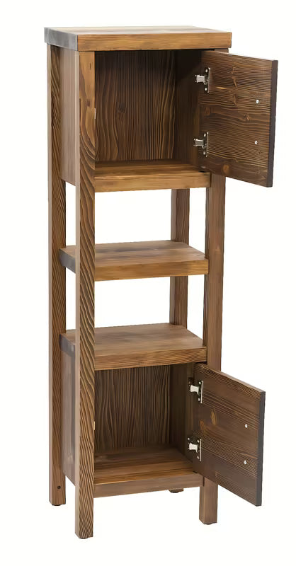 Naturel Country wysoka szafka łazienkowa z litego drewna w odcieniu palisander