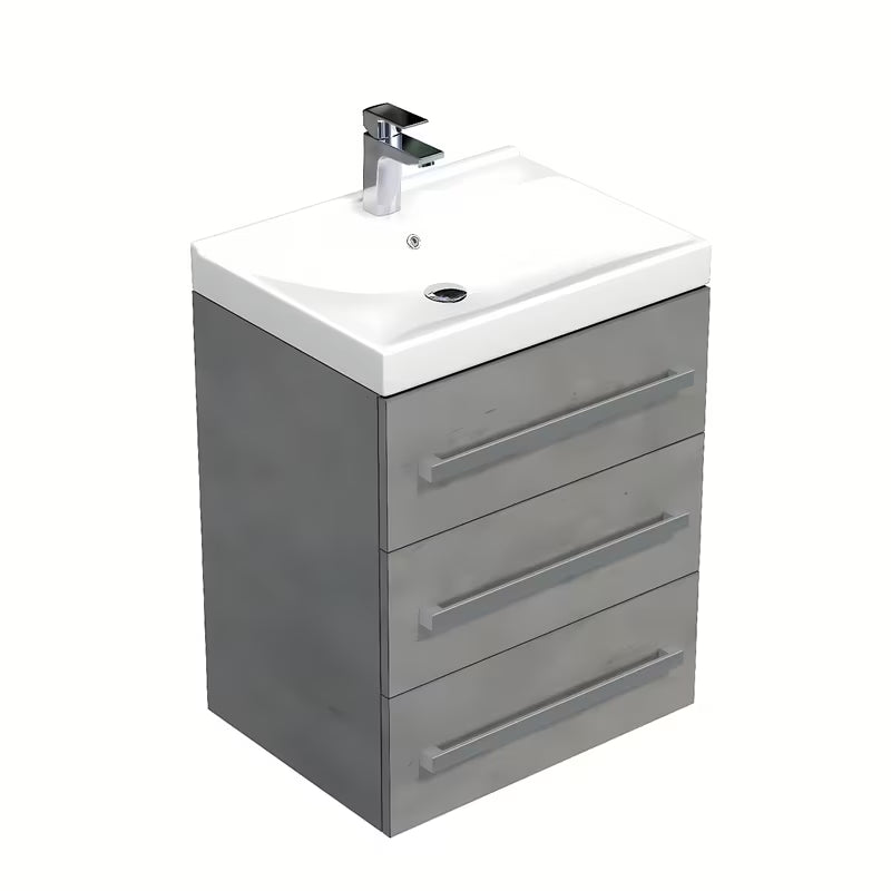 Wisząca szafka łazienkowa SAT Cube Way z umywalką ceramiczną w dekorze imitacji betonu