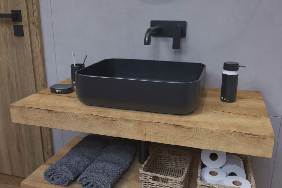 Wisząca blat łazienkowy Naturel Dolce w dekorze dąb halifax z powierzchnią laminowaną