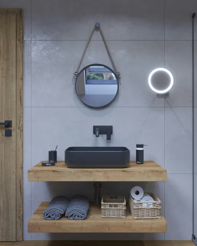 Wisząca blat łazienkowy Naturel Dolce w dekorze dąb halifax z powierzchnią laminowaną