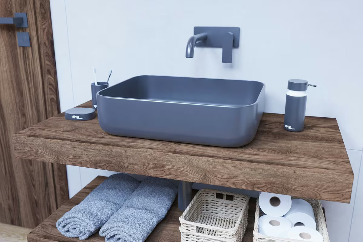 Wisząca blat pod umywalkę nablatową Naturel Dolce w dekorze dąb charleston z powierzchnią laminowaną.