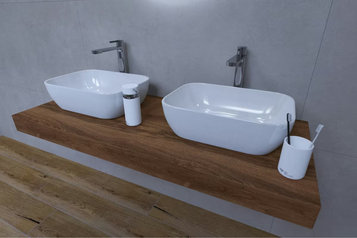 Zestaw mebli Łazienkowych Naturel Dolce z blatem 120x50 cm w dekorze dąb charleston pro dwie umywalki nablatowe