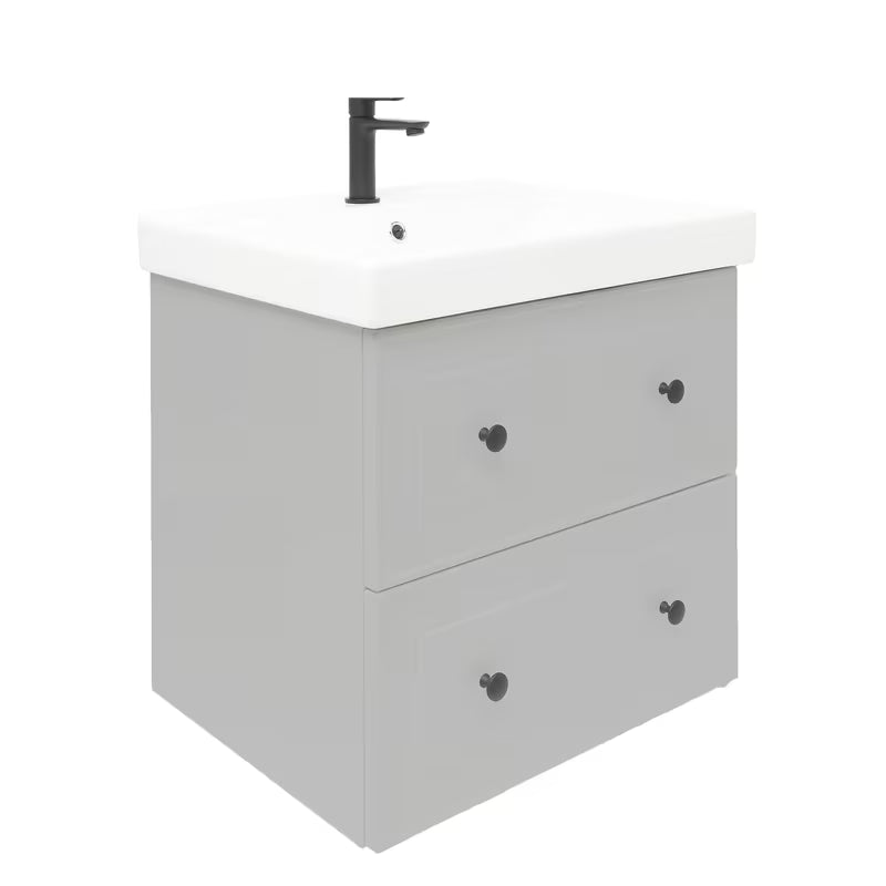 Wisząca szafka łazienkowa z umywalką ceramiczną Naturel Forli w kolorze szary mat
