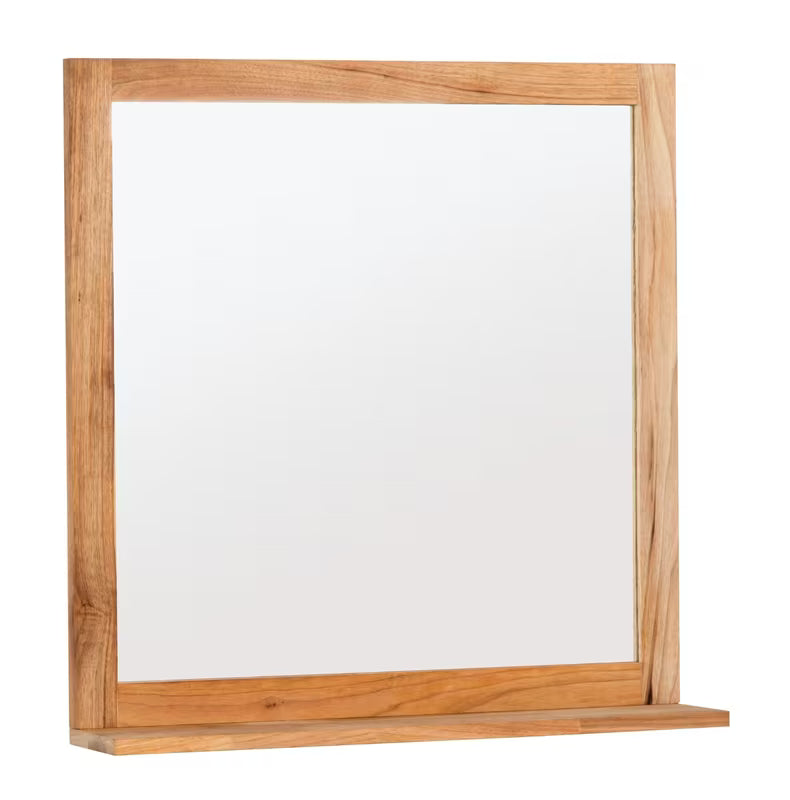 Lustro Naturel Home z półką 60x61,5 cm w dekorze orzecha, orientacja pionowa.
