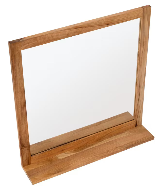 Lustro Naturel Home z półką 60x61,5 cm w dekorze orzecha, orientacja pionowa.