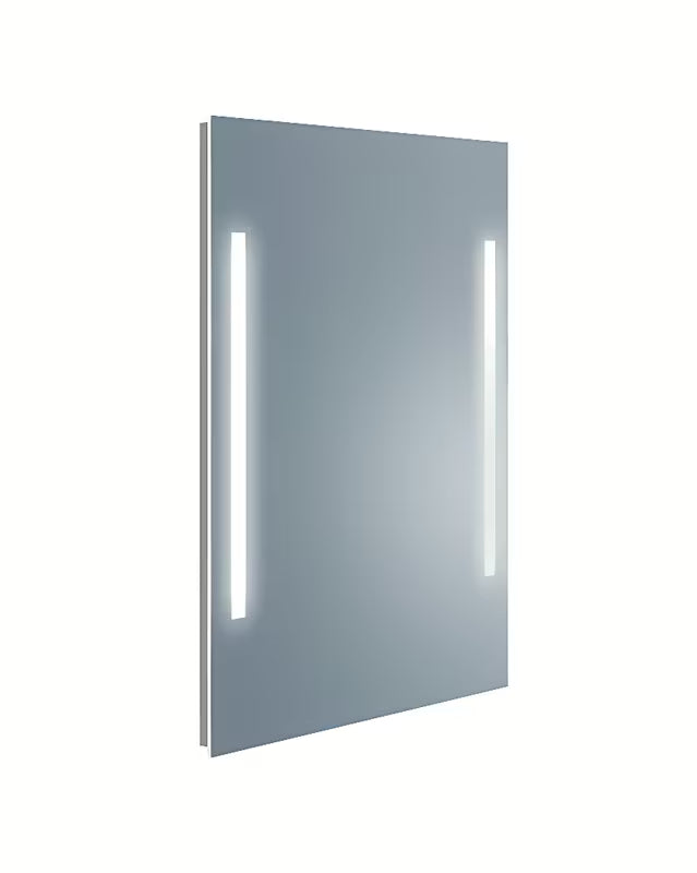 Prostokątne LUSTRO led Naturel Iluxit 60x80 cm z bocznymi podświetlanymi pasami i przyciskiem od spodu.