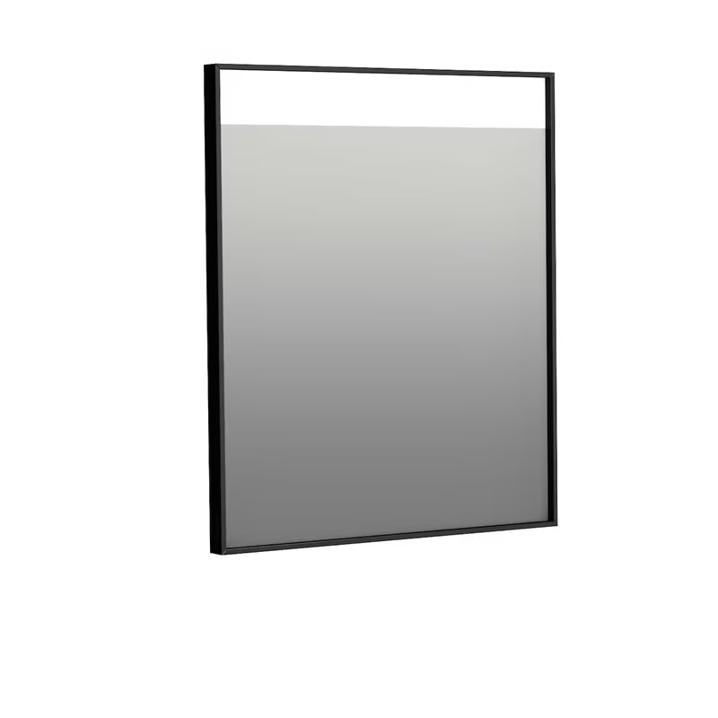 Prostokątne LUSTRO led Naturel Oxo 60x70 cm w czarnej ramie, orientacja pozioma.