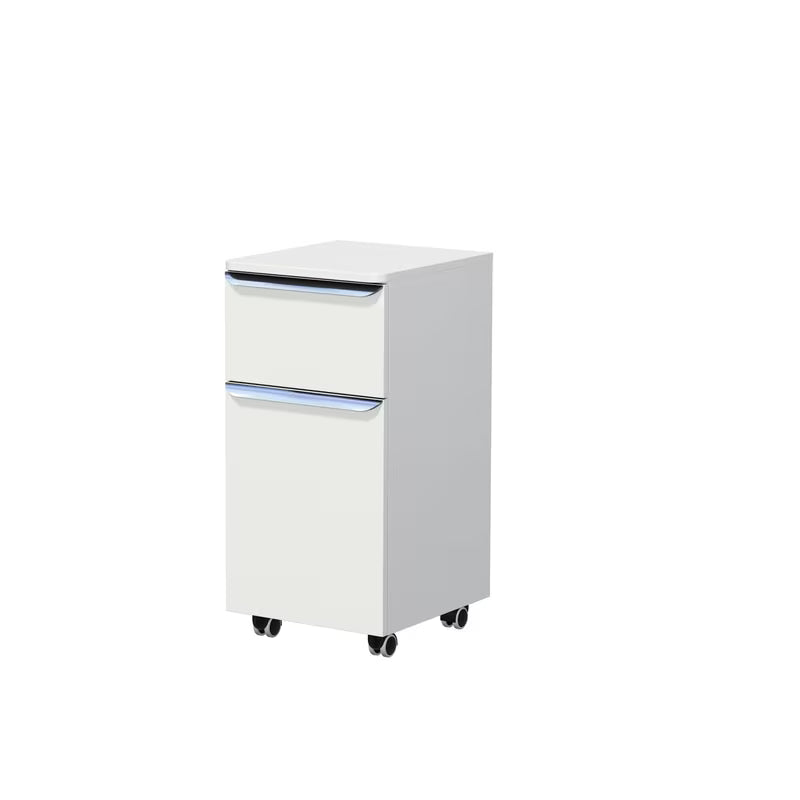 Biały mat niska szafka łazienkowa Naturel Pavia z gniazdkiem, z prawymi drzwiczkami i chromowanym uchwytem.