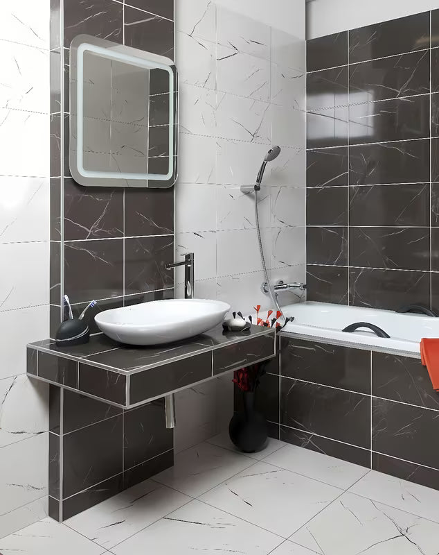 Kwadratowe LUSTRO led Naturel Pavia 60x60 cm z podświetleniem obwodowym i fazowanymi krawędziami