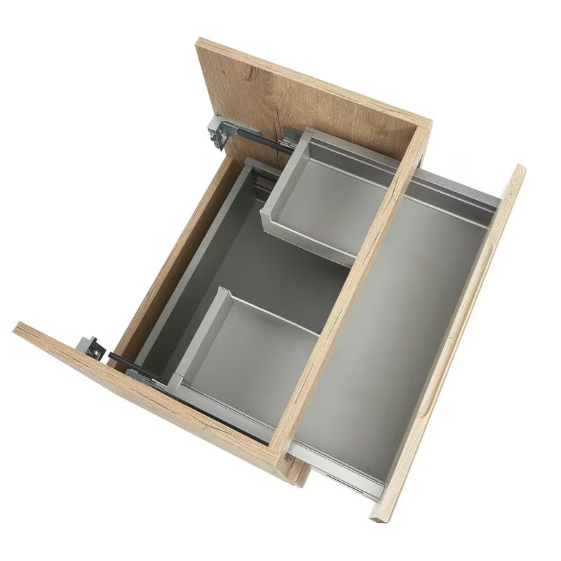 Wisząca szafka łazienkowa Naturel Savona z umywalką ceramiczną w dekorze dębu halifax