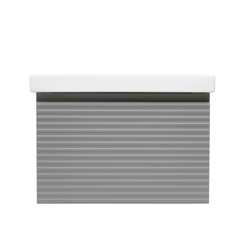 Wisząca szafka łazienkowa Naturel Savona z ceramiczną umywalką w matowym szarym kolorze