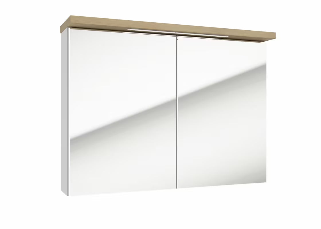 Biała szafka lustrzana Naturel Stilla 80x60 cm z OŚWIETLENIEM led i drzwiczkami