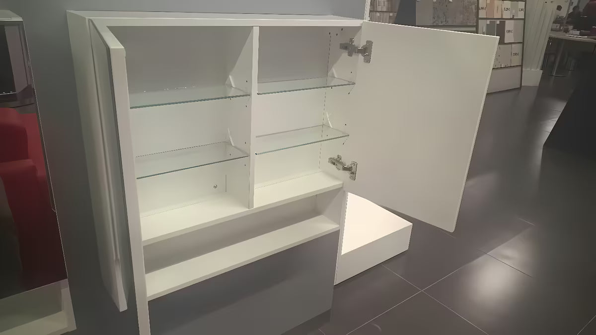 Szafka lustrzana Naturel Vario Dekor 75x68,6 cm w kolorze białym matowym ze szklanymi półkami