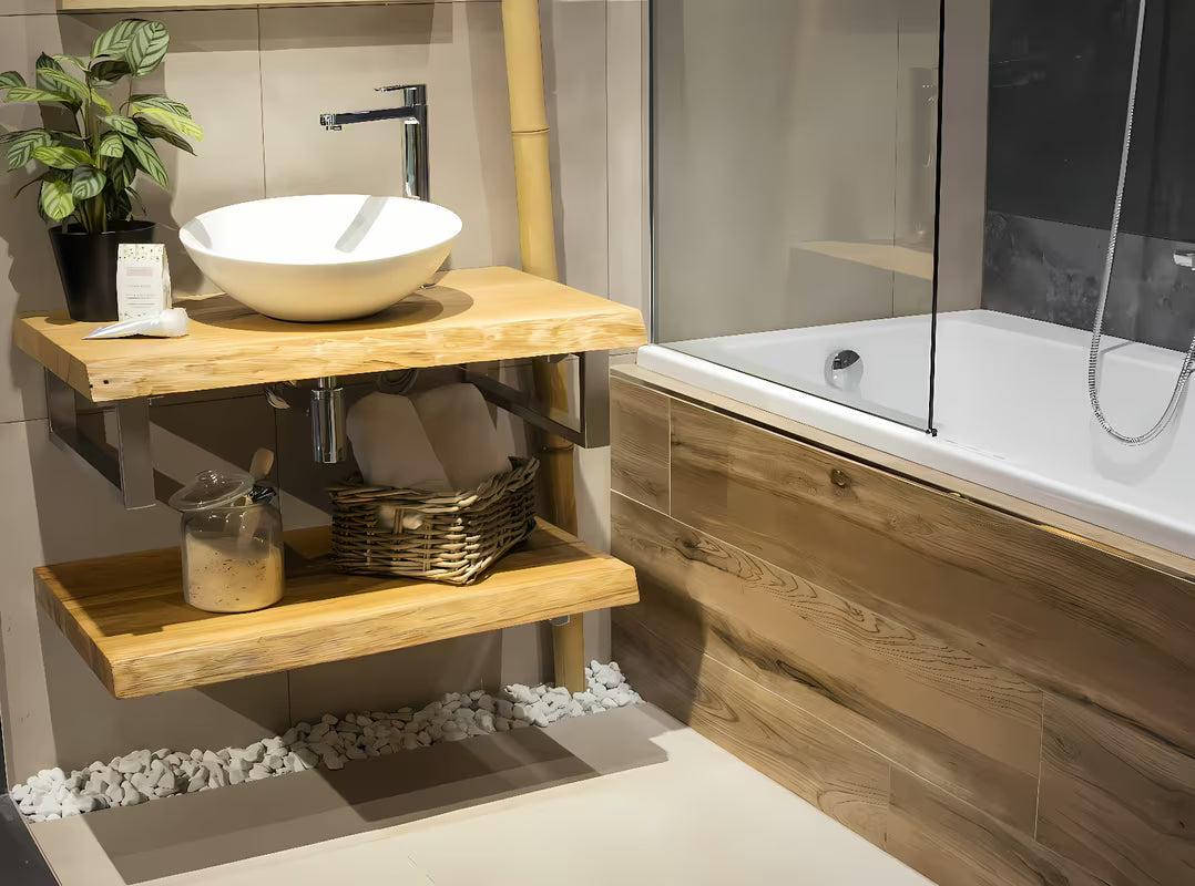 Dębowa blat łazienkowy Naturel Wood z głęboko matowym wykończeniem