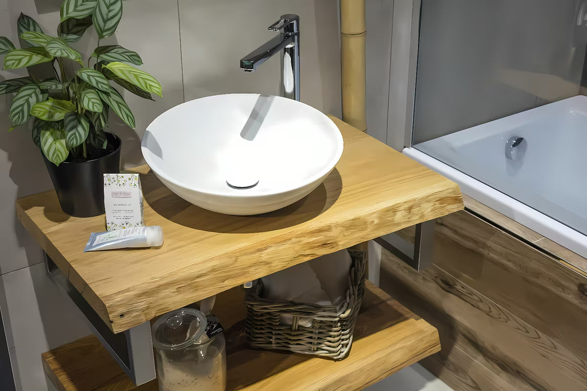 Dębowa blat łazienkowy Naturel Wood z głęboko matowym wykończeniem