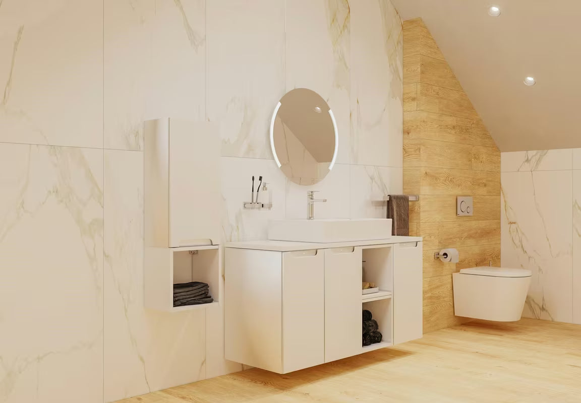 Okrągłe lustro łazienkowe LUSTRO led Naturel o średnicy 60 cm z podświetleniem i aluminiową ramą