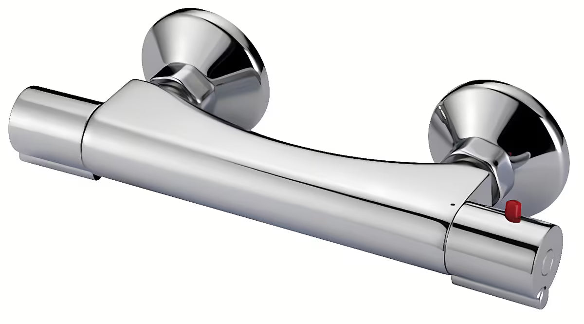 Chromowany termostatyczna bateria prysznicowa Novaservis Aqualight pro do montażu ściennego z dolnym wyjściem.