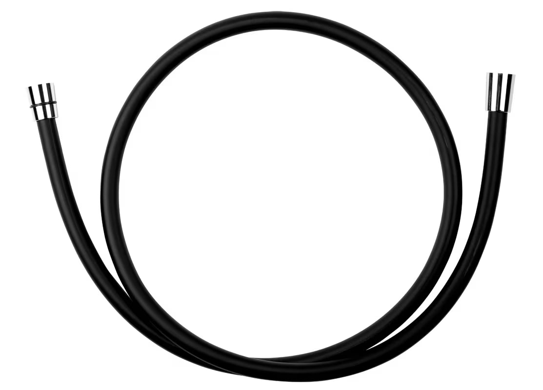 Czarny plastikowy wąż prysznicowy Novaservis 150 cm z przyłączem G 1/2" i funkcją Anti-twist