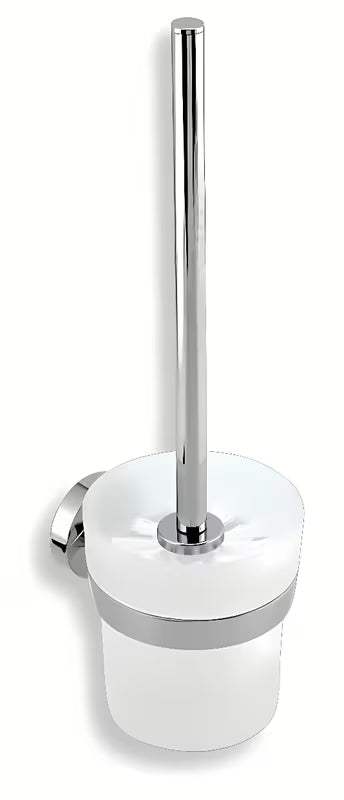 SZCZOTKA do Wc Novaservis Metalia 11 w wykończeniu biały/chrom, z metalowym uchwytem i szklanym pojemnikiem.