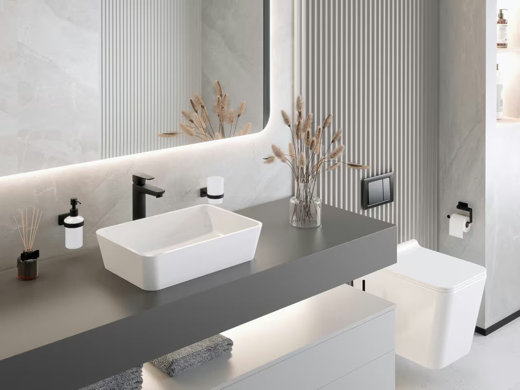 Czarna jednouchwytowa stojąca bateria umywalkowa Novaservis Metalia 58 z matowym wykończeniem bez odpływu