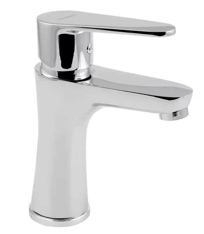 Jednouchwytowa stojąca bateria umywalkowa Novaservis Titania Fresh Eco w błyszczącym chromie bez odpływu.