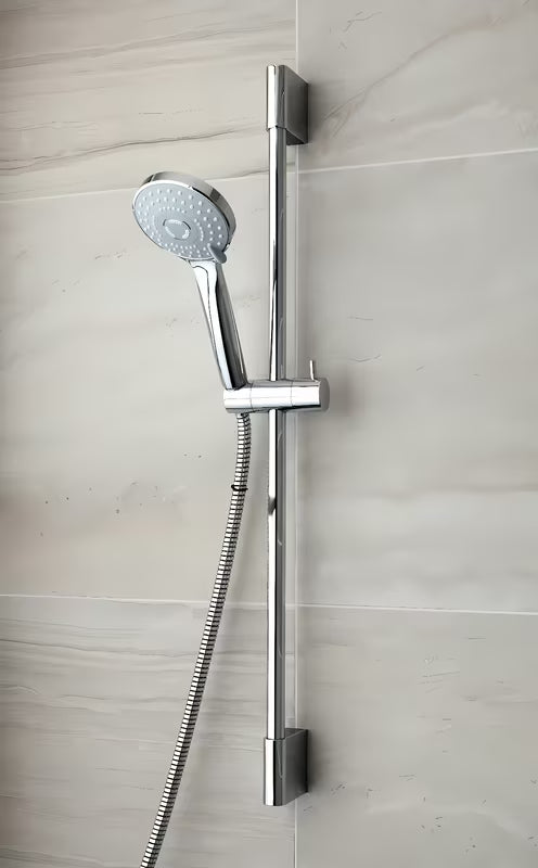 Zestaw prysznicowy Optima Comfort w wykończeniu chrome z rączką prysznicową, drążkiem prysznicowym i wężem prysznicowym