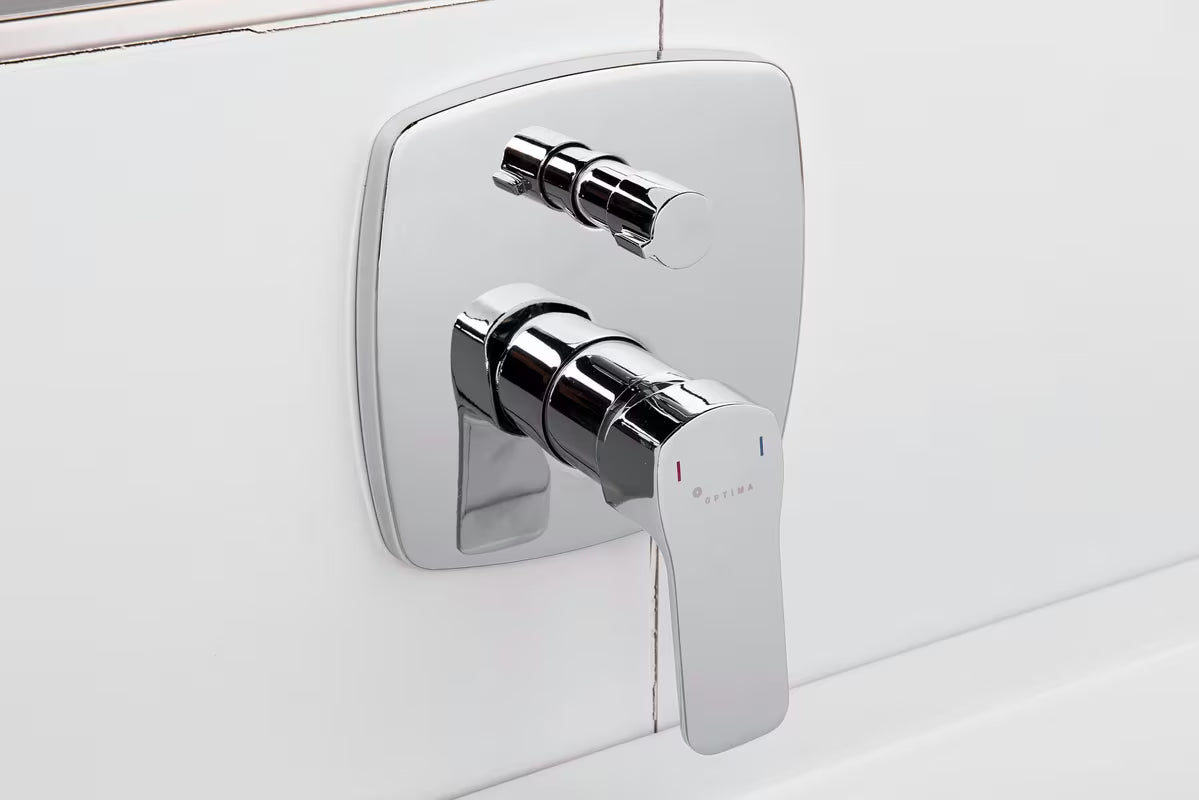 Optima Cube Way podtynkowa prysznicowa i bateria wannowa w wykończeniu chrom z dźwignią