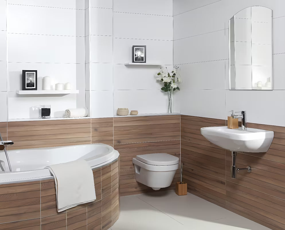 Wolnostojący SZCZOTKA do Wc Optima Latia z drewna bambusowego o prostym designie