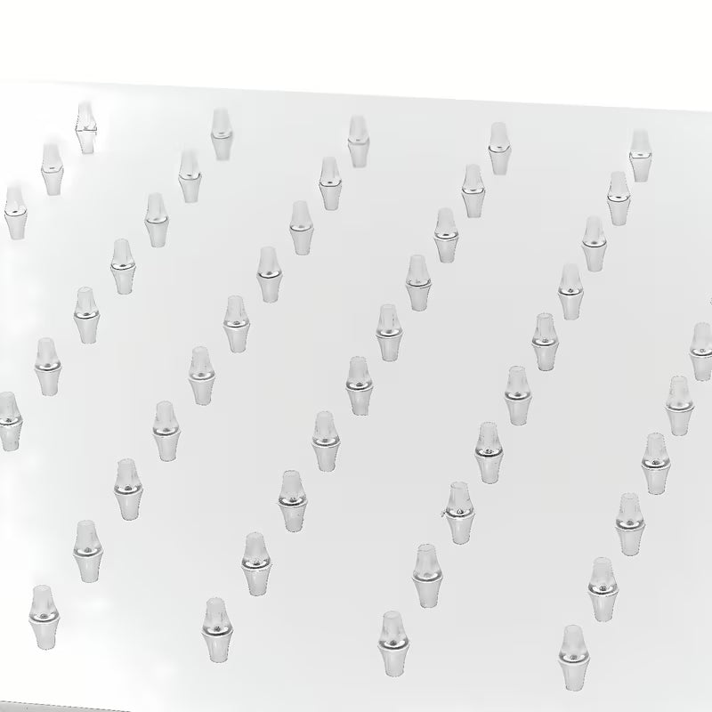 Mosiężna deszczownica Optima Chrome o kanciastym designie, wymiar 34x22 cm