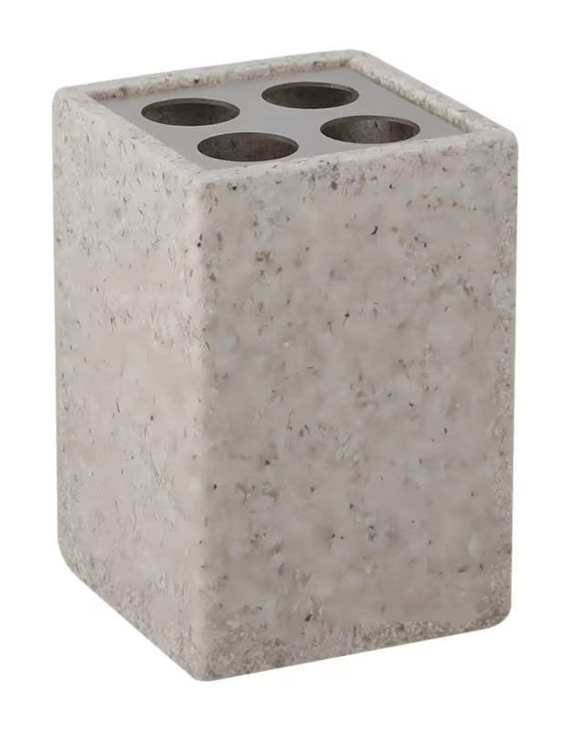 Wolnostojący uchwyt na szczoteczki Optima Supera w odcieniu light-limestone z polyresinu.
