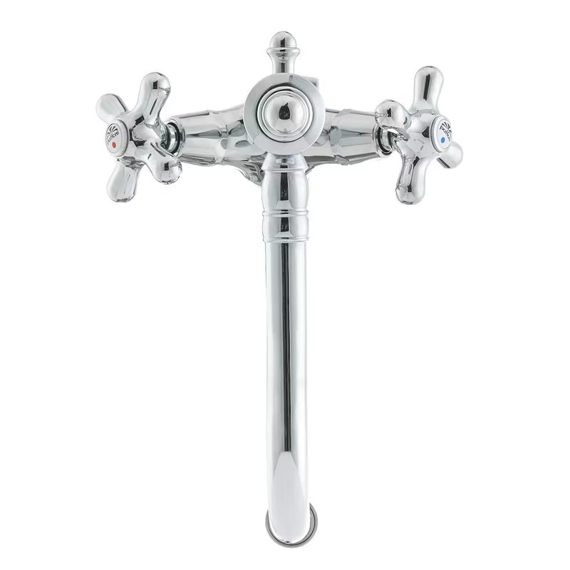 Chromowana bateria z kurkami bateria umywalkowa Paffoni Ricordi z odpływem w retro designie