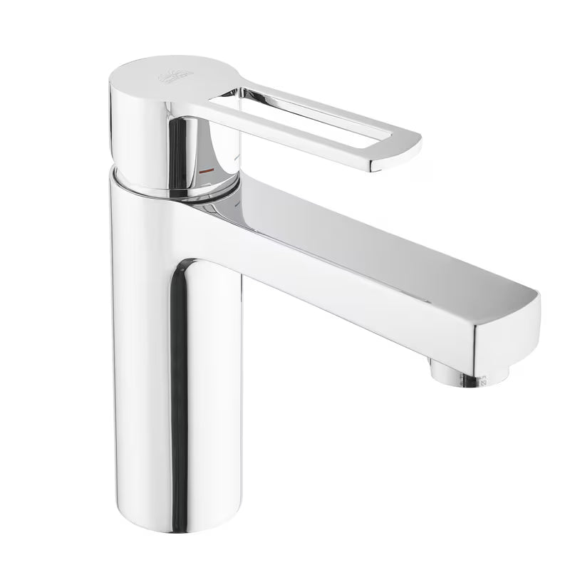 Chromowana bateria umywalkowa stojąca Paffoni Vallone z funkcją cold start bez odpływu