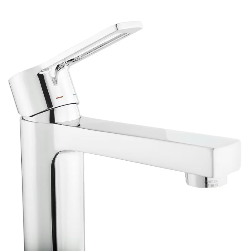 Chromowana bateria umywalkowa stojąca Paffoni Vallone z funkcją cold start bez odpływu