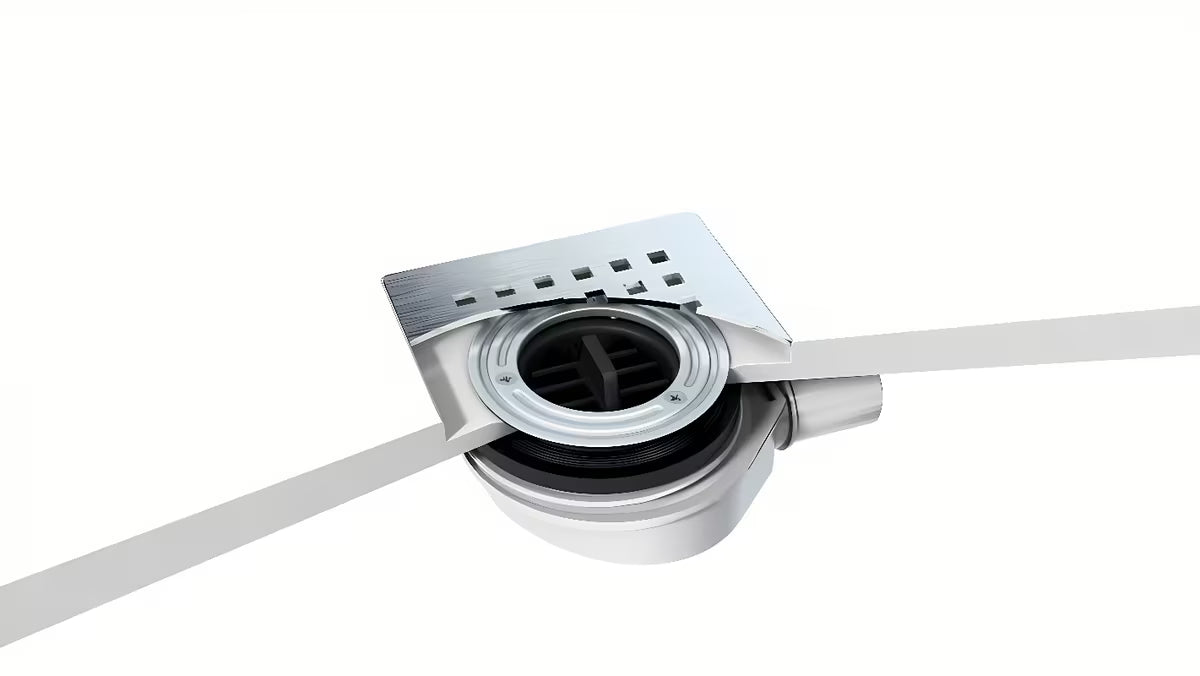 Polysan Flexia syfon do brodzika z czarną osłoną ze stali nierdzewnej pro otwór odpływowy 90 mm