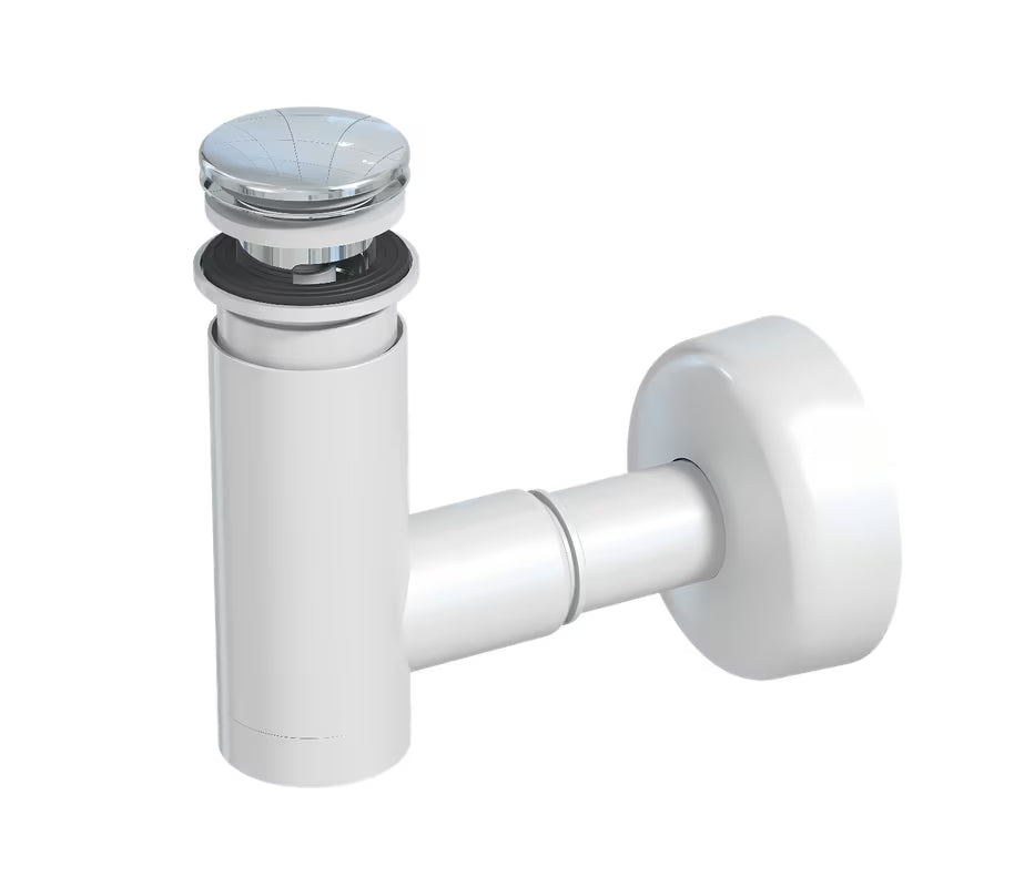 Syfon Prevex Chrome EasyClean z odpływem click-clack pro do umywalki, łatwy do czyszczenia od góry.