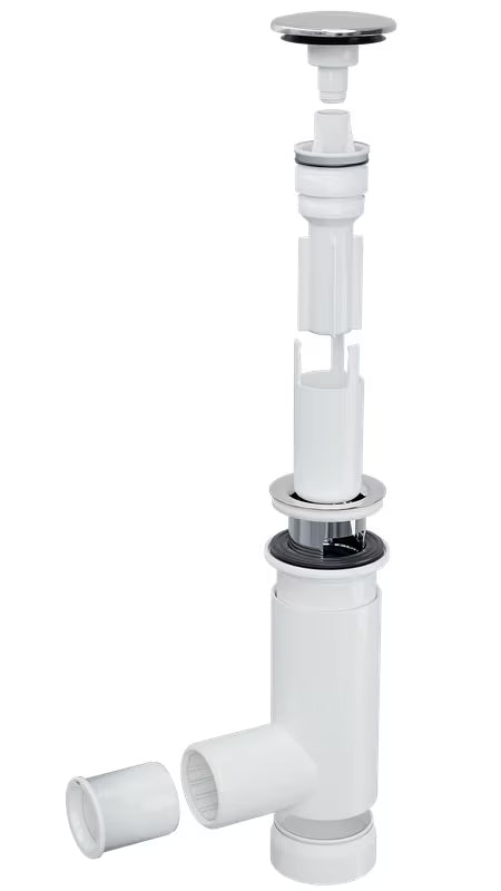 Syfon Prevex Chrome EasyClean z odpływem click-clack pro do umywalki, łatwy do czyszczenia od góry.