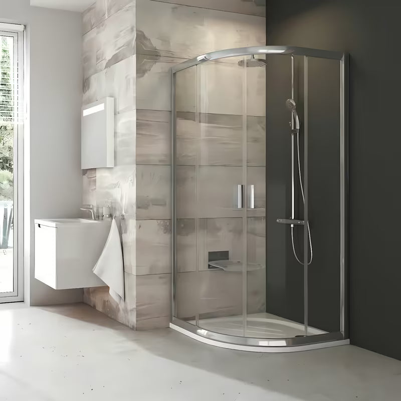 Kabina prysznicowa półokrągła Ravak Blix 90x90 cm w wykończeniu chrom mat, ze szkłem transparentnym