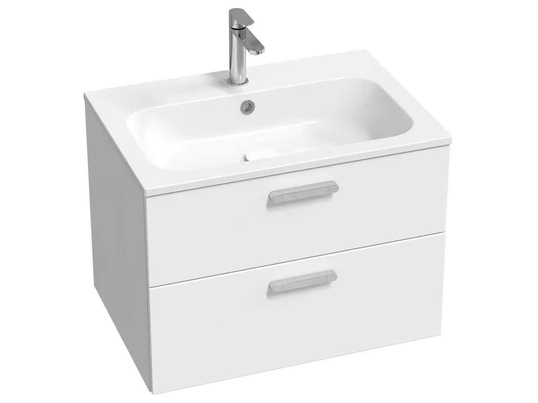 Ravak Chrome II szafka pod umywalkę 70 x 49 x 50 cm w białym połysku z dwiema szufladami