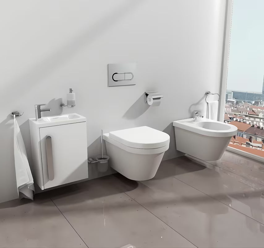 Przycisk spłukujący przycisk Ravak Chrome w wykończeniu satin matowy chrom pro miska WC wisząca
